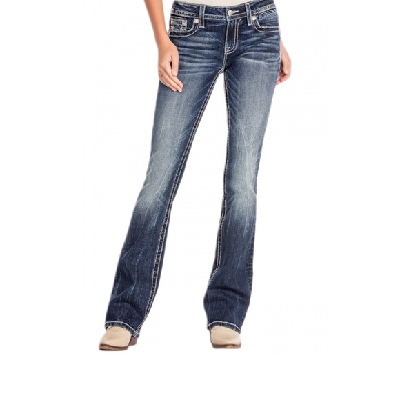 Miss me Jeans Wings Crystal Flap Pocket Boot Cut - Picture 4 of 5
